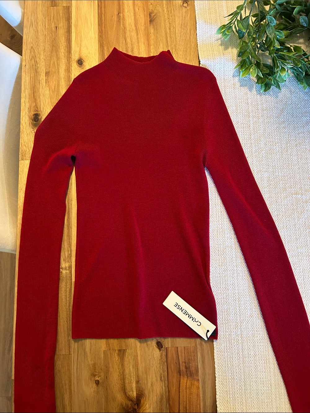 Commense Burgundy Mock Neck Sweater